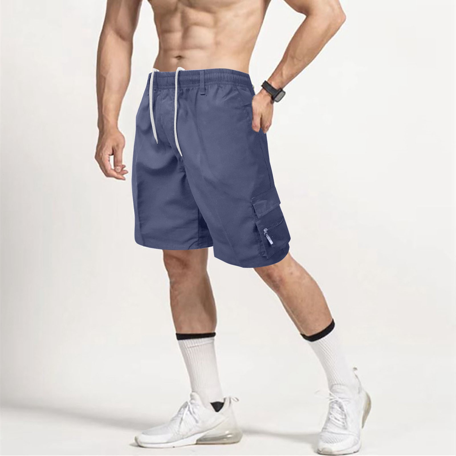 thumbnail image 2 of Pantalones cortos ligeros de senderismo para hombre - 90 % poliéster, 10 % elastano - Diseño con 6 bolsillos, tejido de secado rápido para actividades al aire libre, 2 of 4